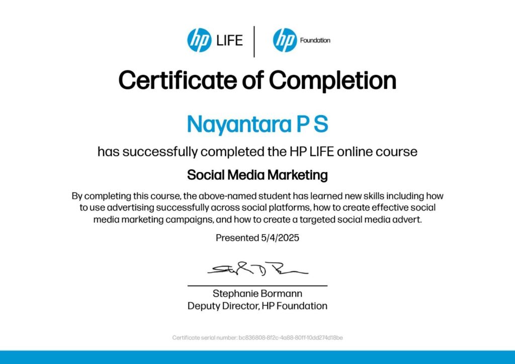 Home HpLife SMM crash course certificate